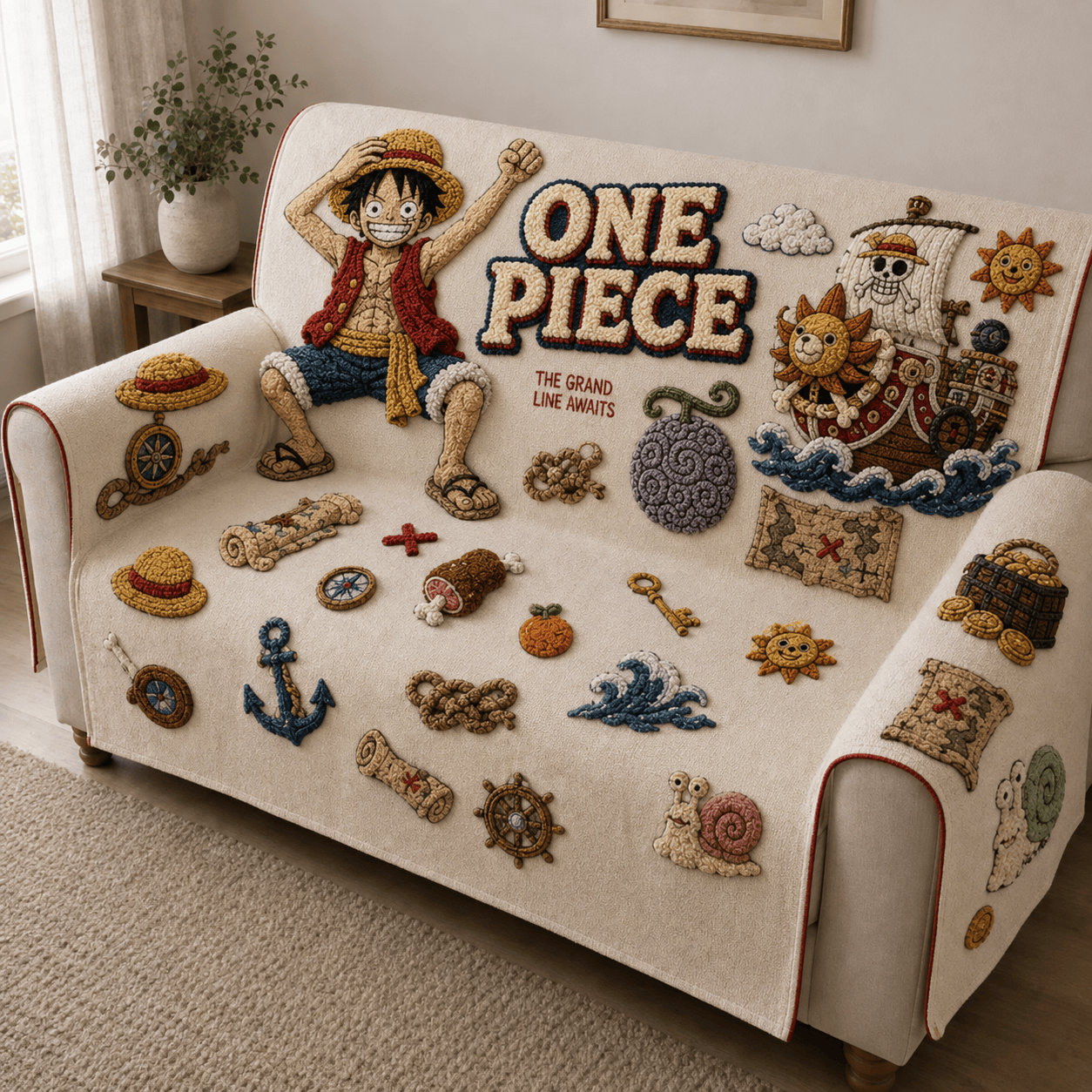 OPC Tufted Sofa Cover & Pillow Set DNBN