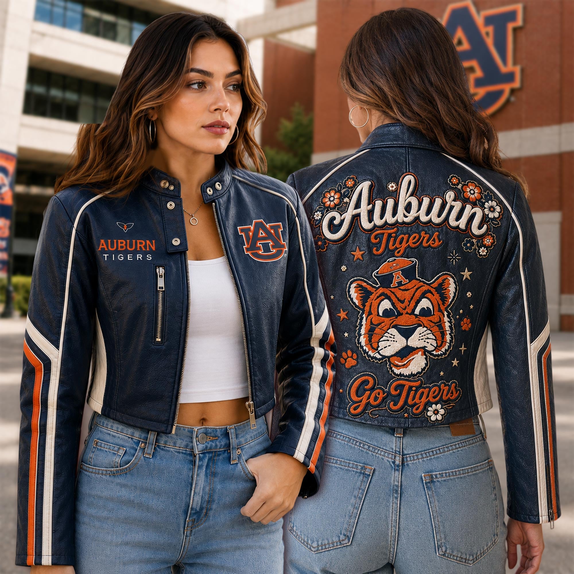 Premium ABTG Cropped Leather Zipper Jacket TNSM